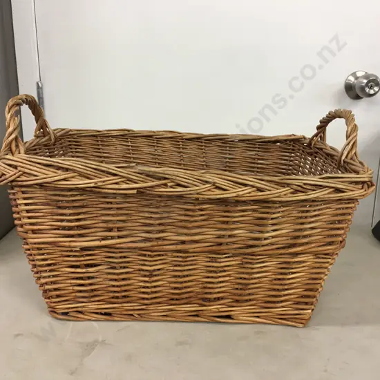 Doubled Handled Cane Basket H32, L50, D39cm. 